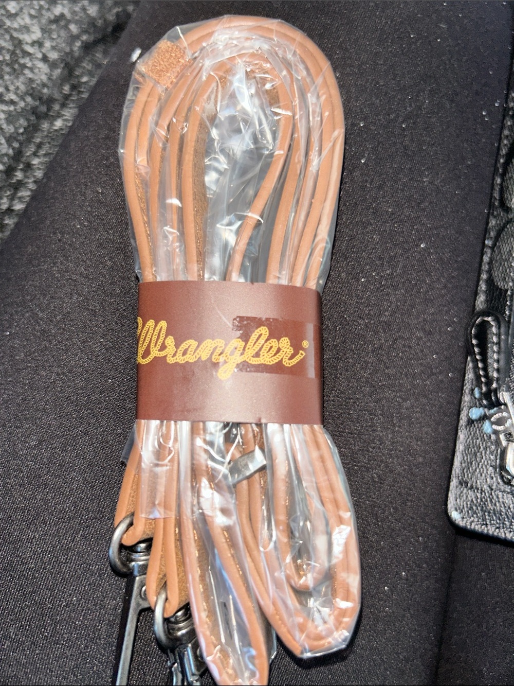 Wrangler Tan Leather Crossbody Strap with Metal Clips